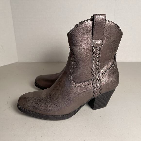 Frye and Co Daxx Stacked Heel Cowboy Boots Platinum Western Shoes Women's 6.5 - Picture 4 of 14